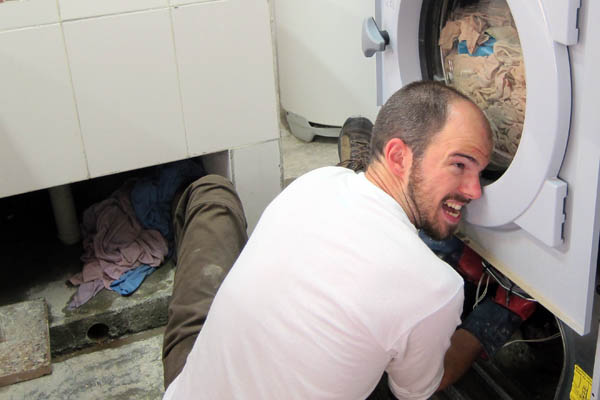 Repairing a hospital laundry washing machine